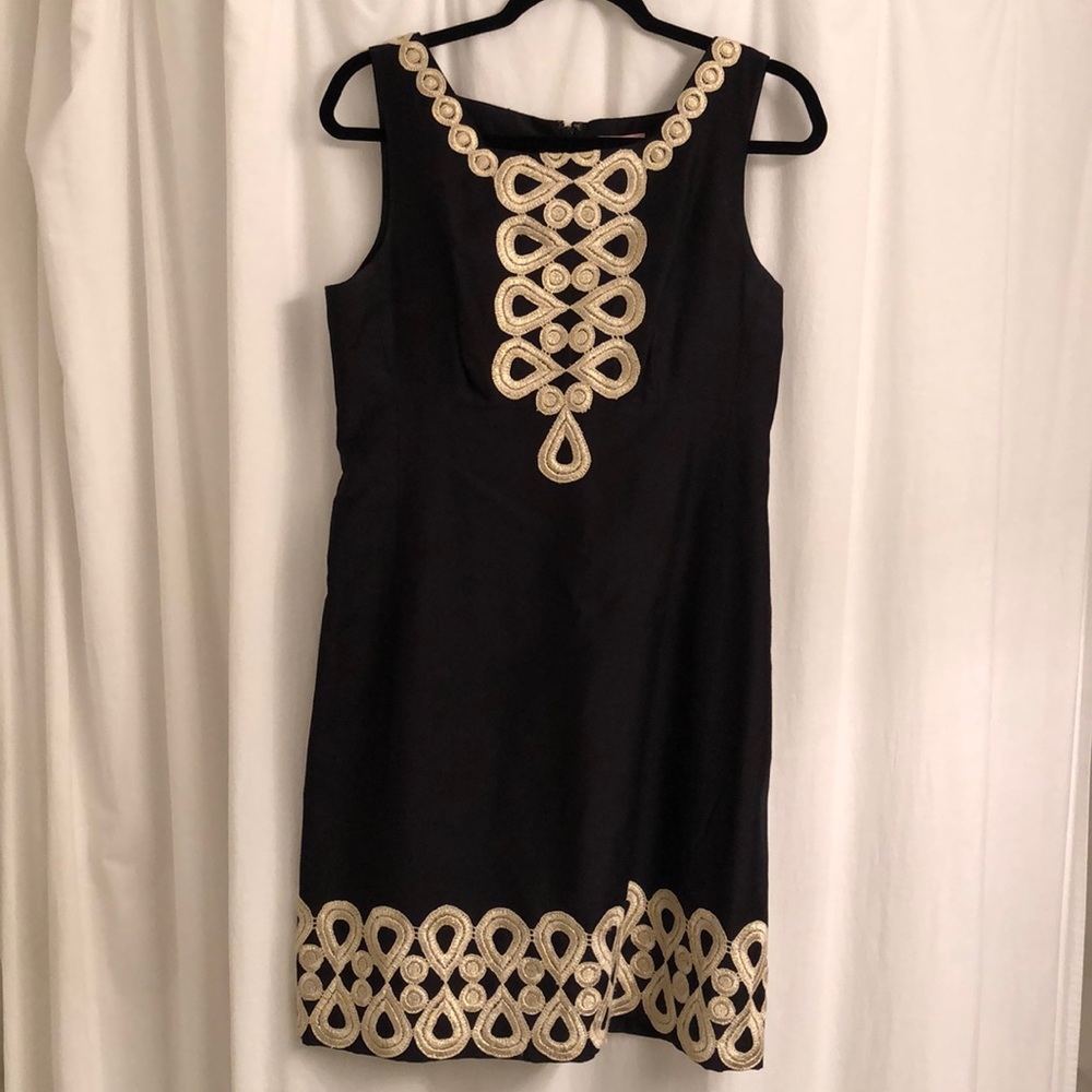 Lilly Pulitzer black and gold dress, size 8